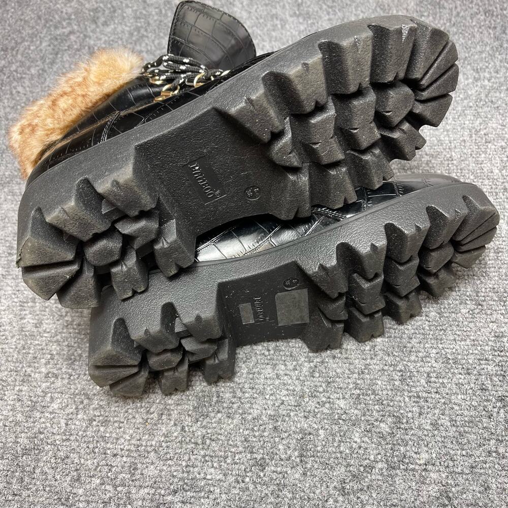 BAMBOO FORCE 10 Womens Lace Up Combat Boots Faux Fur Trim Size Size 8 - Picture 7 of 9